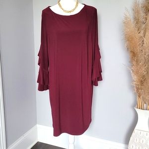 C est 1946 burgundy dress with ruffled sleeves size XL